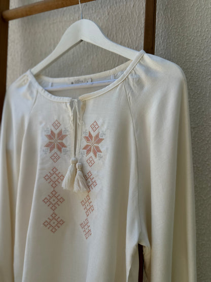 Svitanok Ukrainian Embroidered Linen Blouse