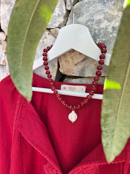 Cherry Garden Necklace with Baroque Pearl