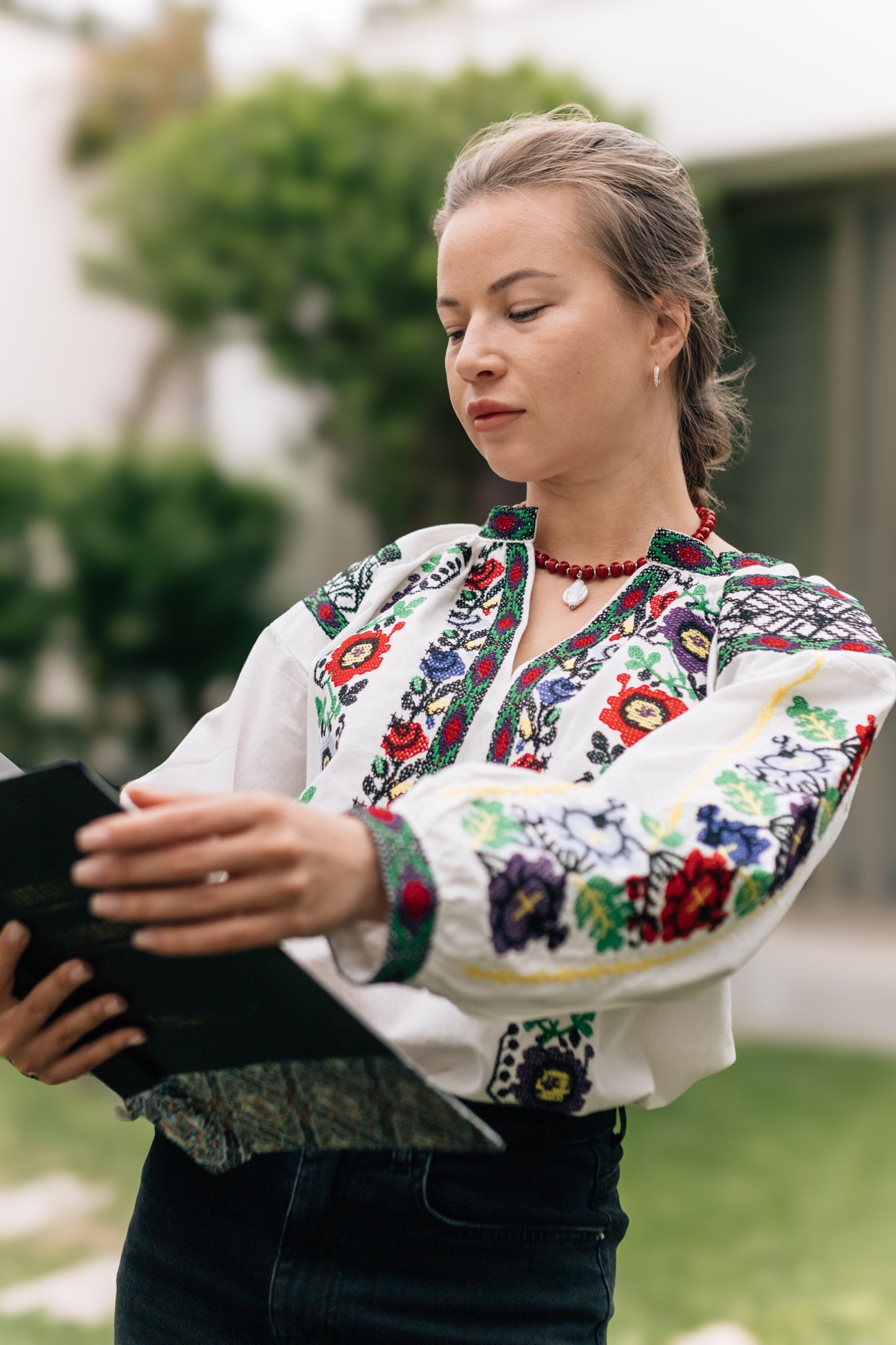 Cherry Garden Necklace with Baroque Pearl