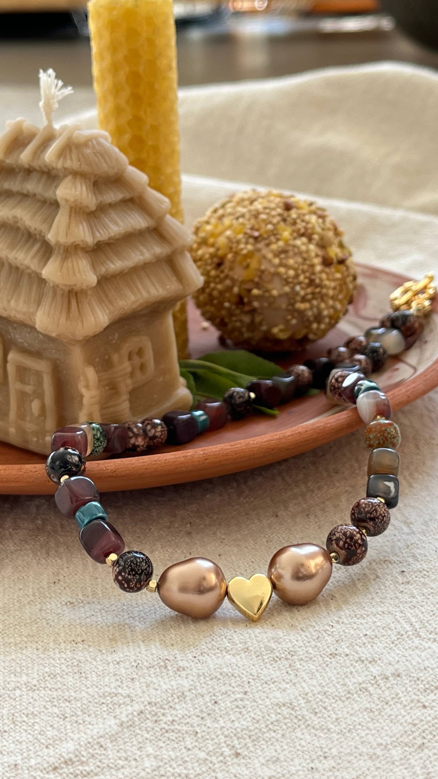 Pysanka Agate & Baroque Pearl Choker | Minimalist Necklace