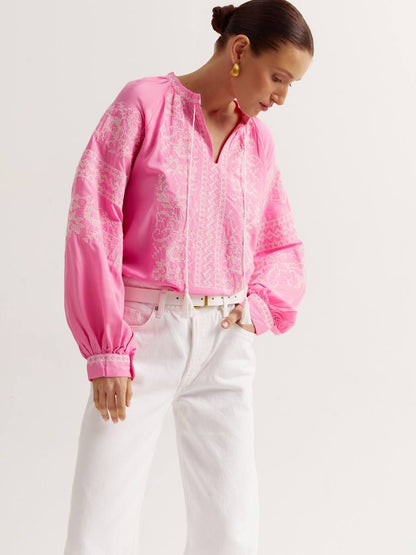 Modern Pink Embroidered Shirt “Ruta”