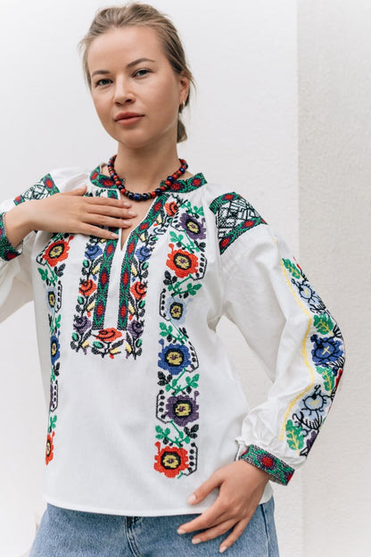 Women’s Vyshyvanka “Cheremshyna” | Ukrainian Embroidered Blouse with Floral Ornament