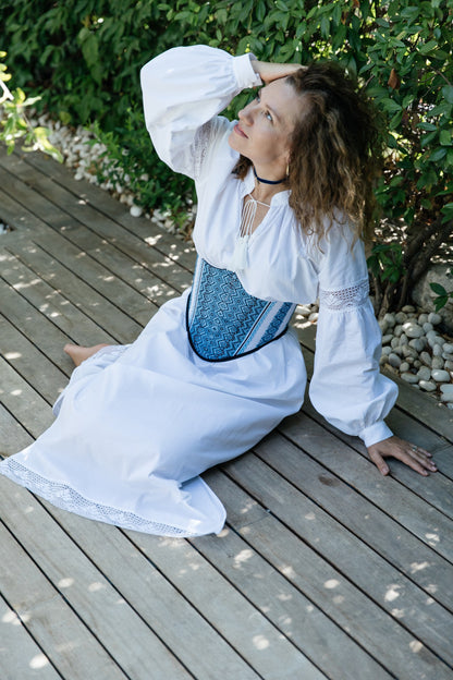 Vodohrai Reversible Blue Ethnic Corset – Ukrainian Pattern Waist Accessory