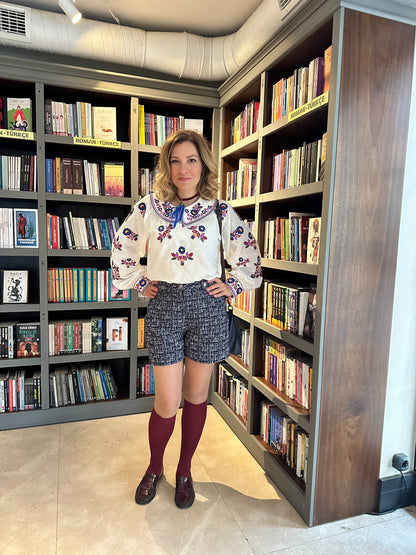 Volynianka Embroidered Blouse – Ukrainian Floral Vyshyvanka with Statement Collar