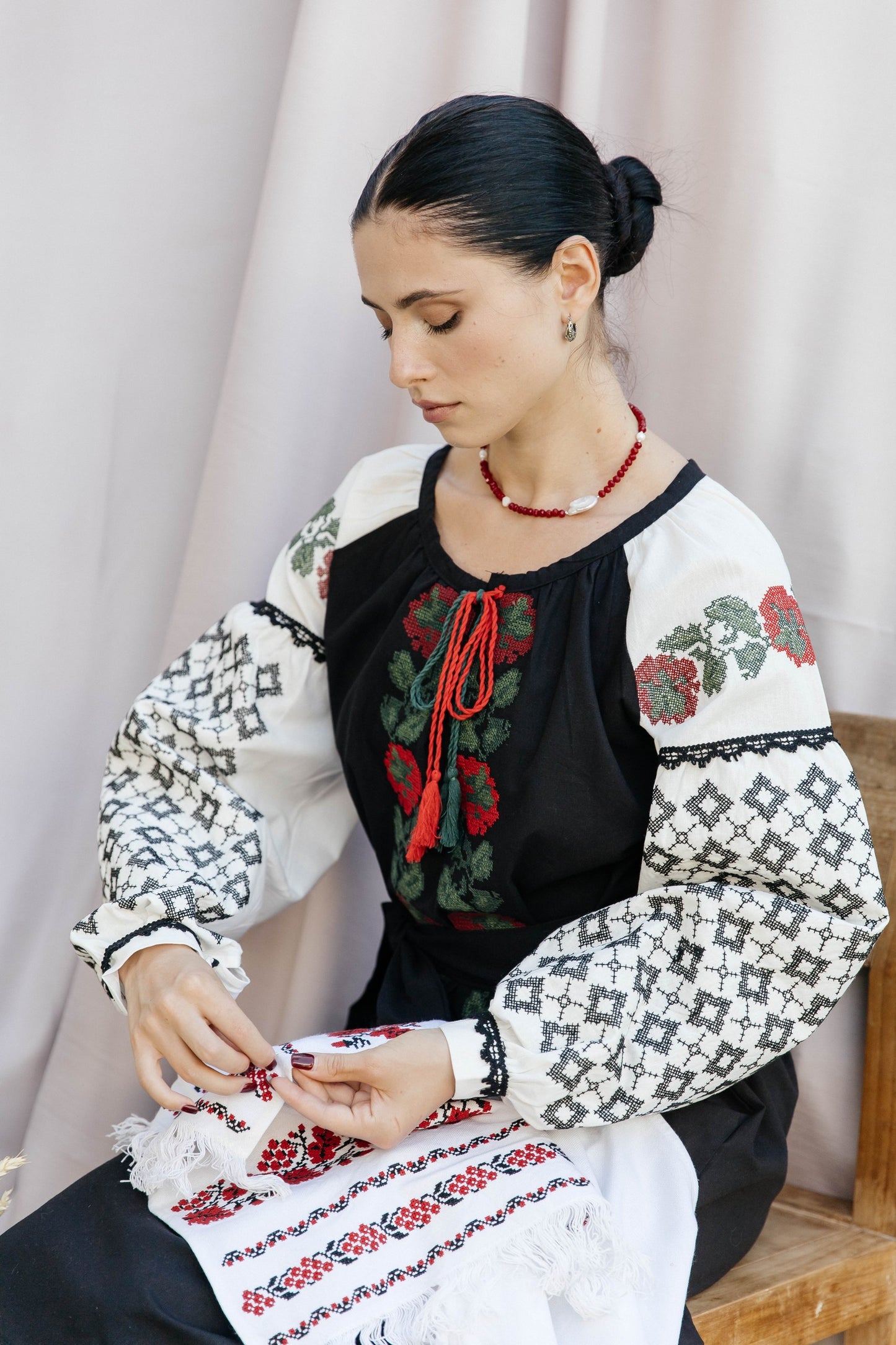 Rubina – Red Crystal Choker with Baroque Pearl | Elegant Minimalist Necklace