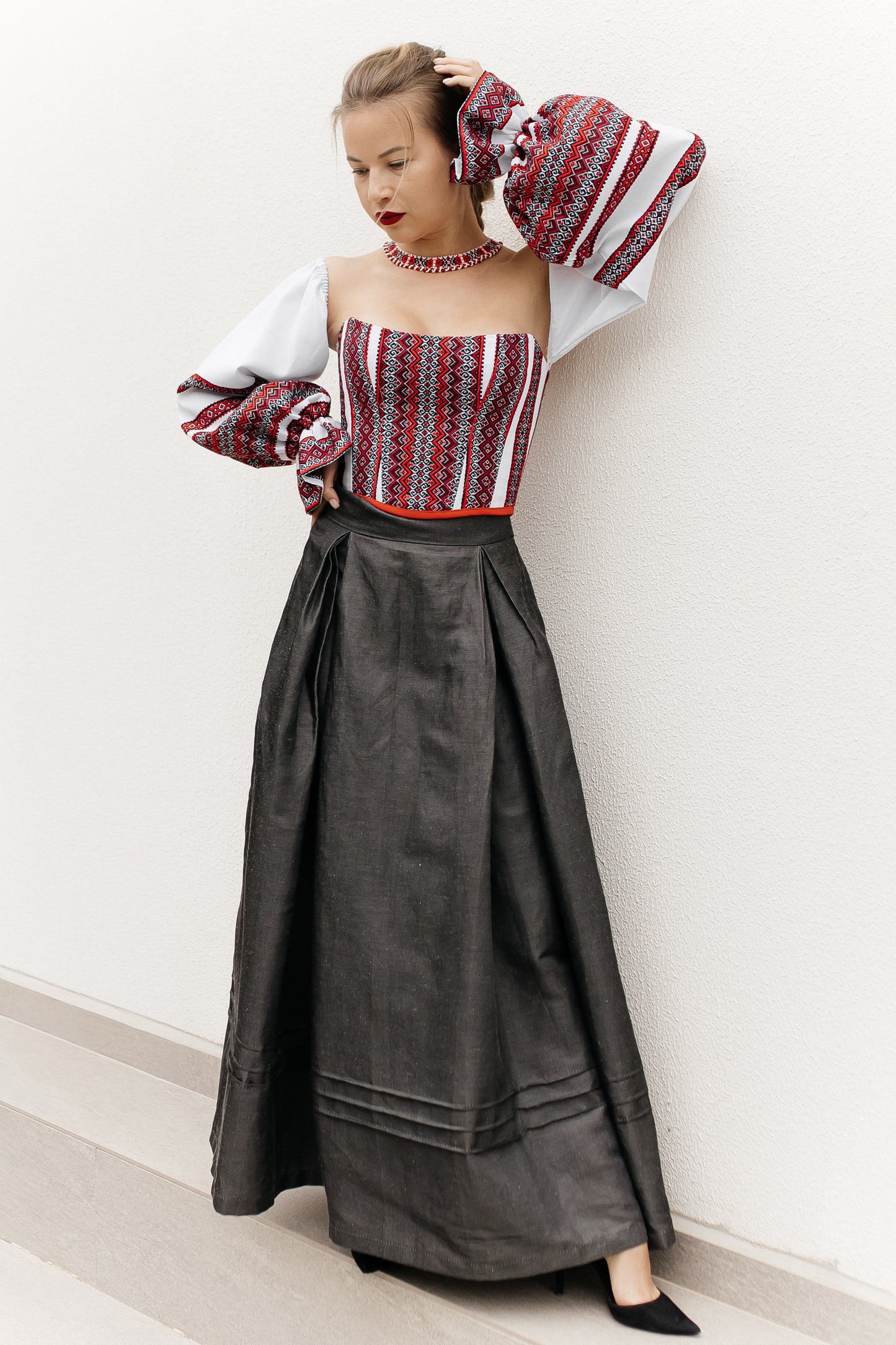 Double-Sided Transformer Corset “Charivnytsia” with Detachable Sleeves