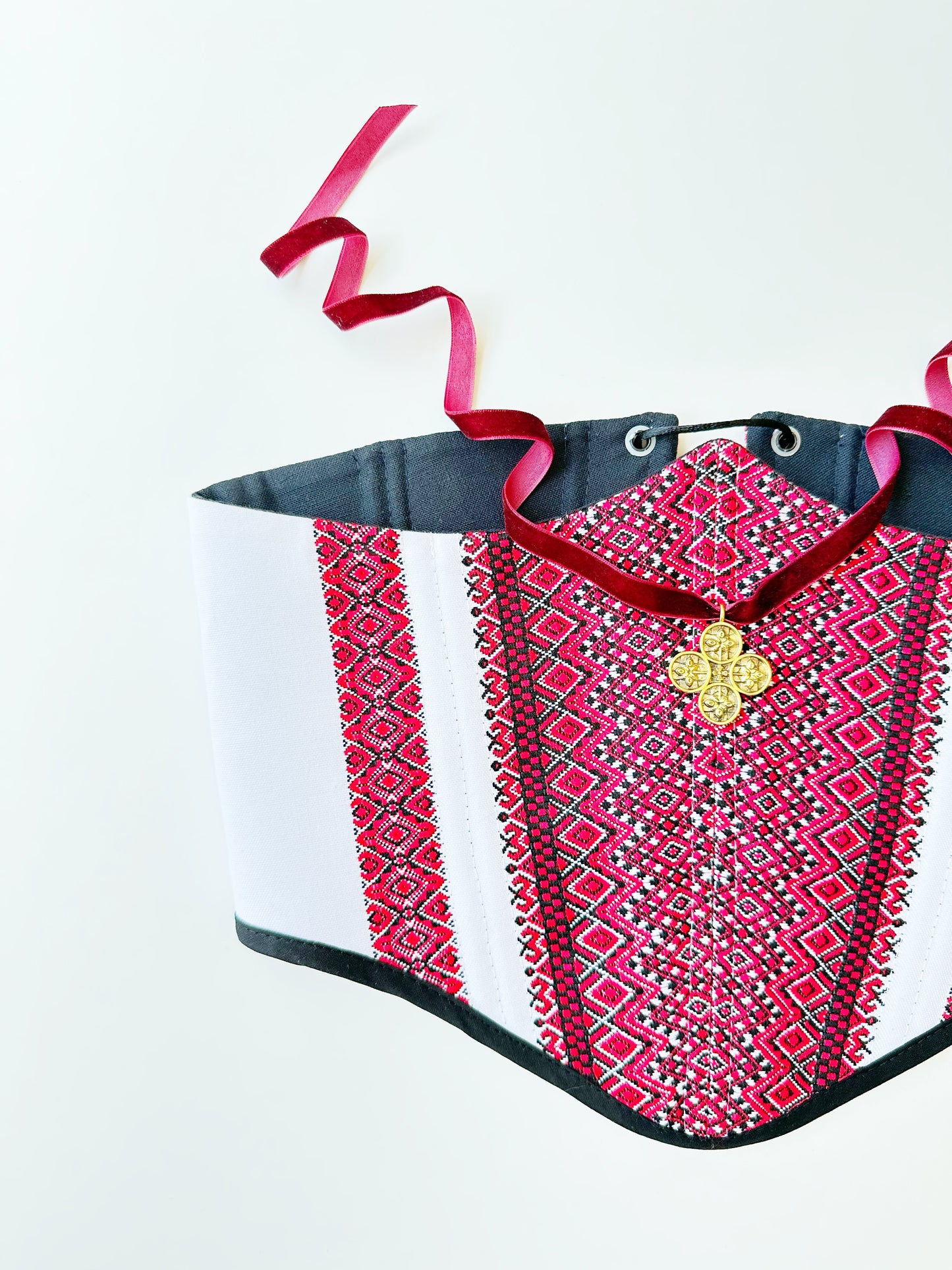 Zgarda “Hutsul Flower” – Brass Pendant with Blackened Finish on Velvet Ribbon | Ethnic Ukrainian Accessory