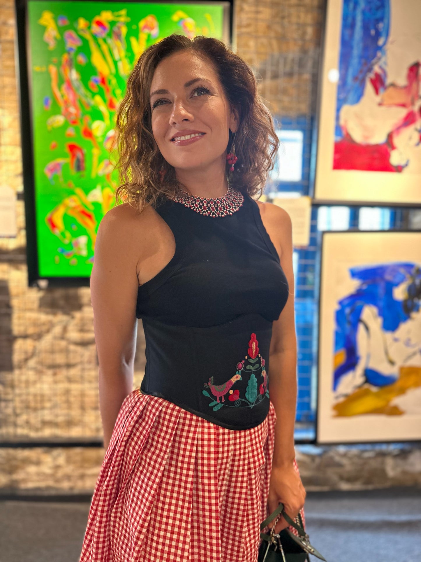 Корсет “Квітка Роду” чорний льон з вишивкою дерева життя