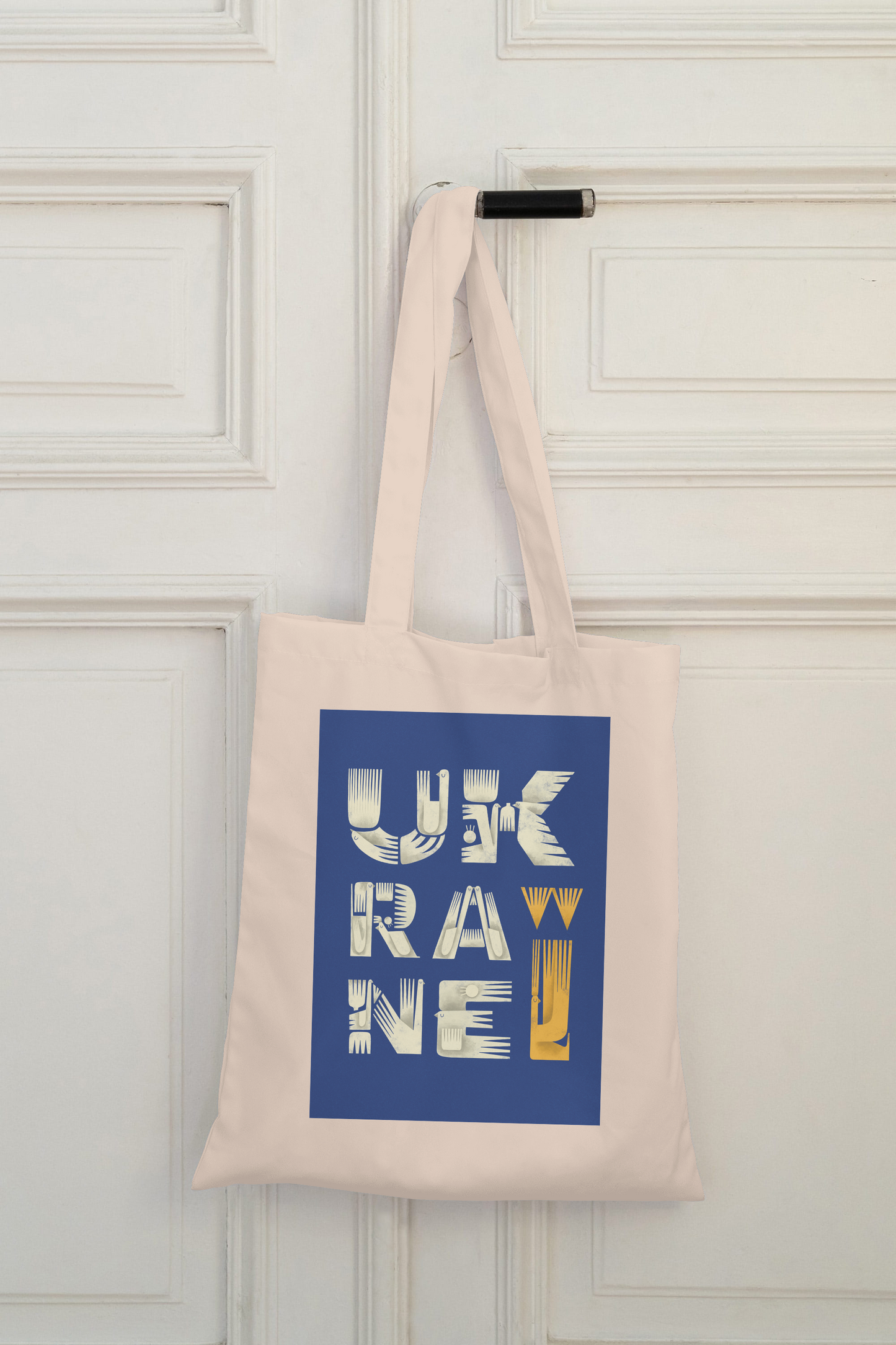 Ukraine Denim Tote Bag in Ecru | Canvas Shopper with Long Handles