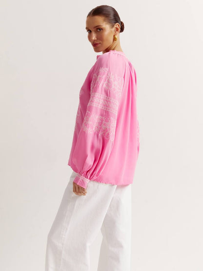 Modern Pink Embroidered Shirt “Ruta”