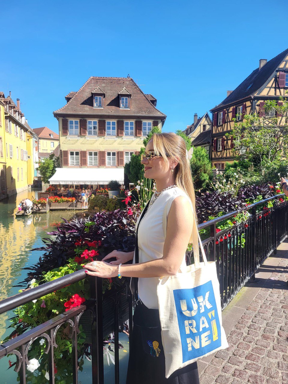 Ukraine Denim Tote Bag in Ecru | Canvas Shopper with Long Handles