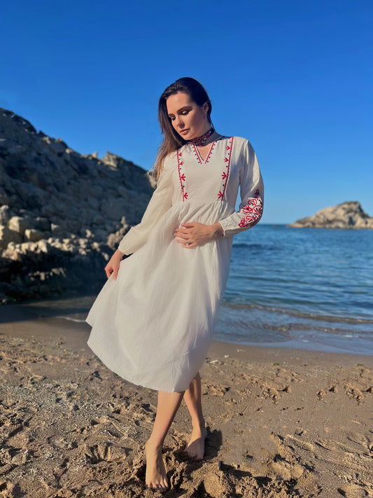 Dress with Red Embroidery | Women’s Vyshyvanka Goya Concept