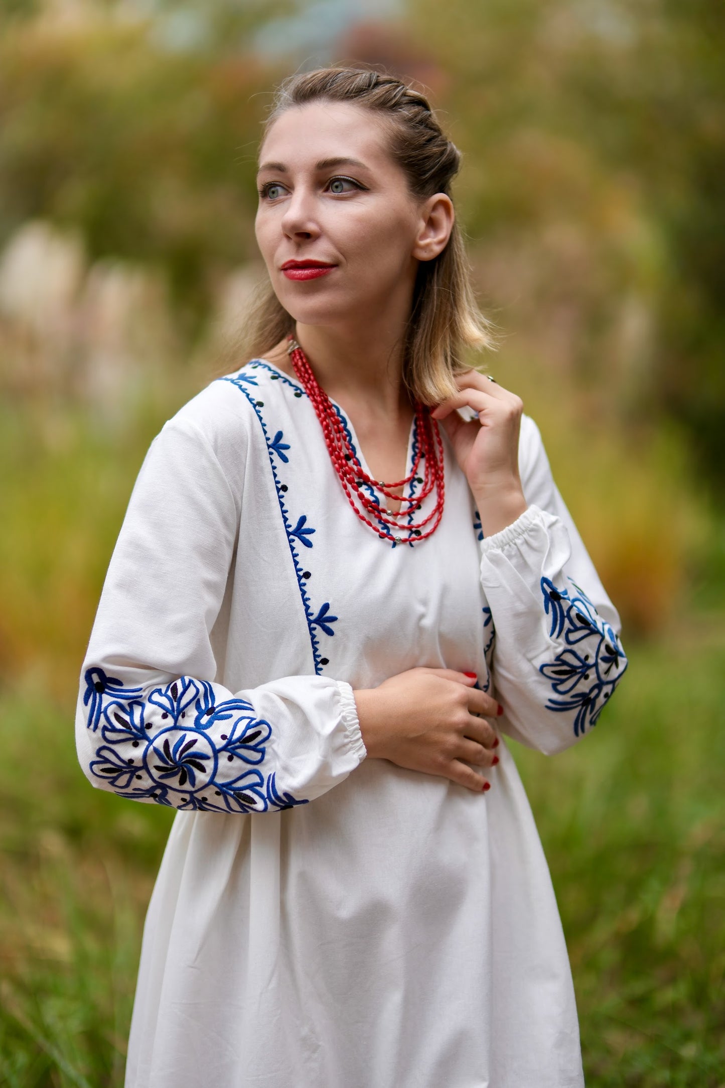 Five-Strand Coral Necklace “Shypshyna” — Red Multi Layer Beaded Necklace