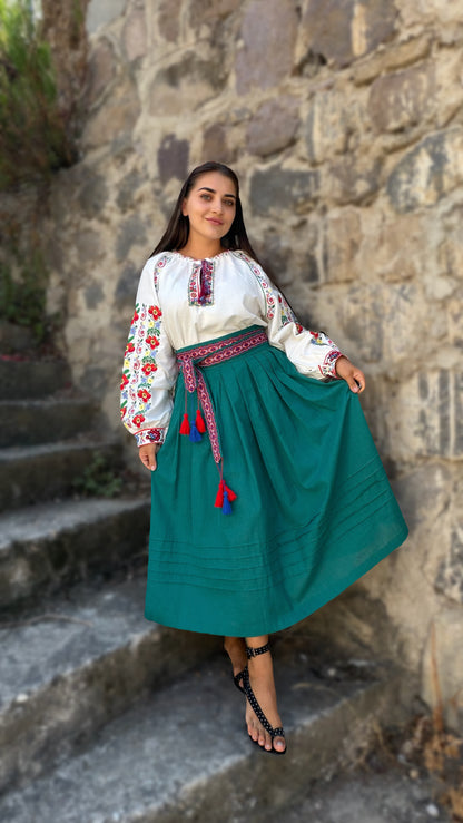 Vyshyvanka “Yaryna” — Women’s Ukrainian Embroidered Blouse with Floral Ornament