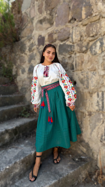 Vyshyvanka “Yaryna” — Women’s Ukrainian Embroidered Blouse with Floral Ornament