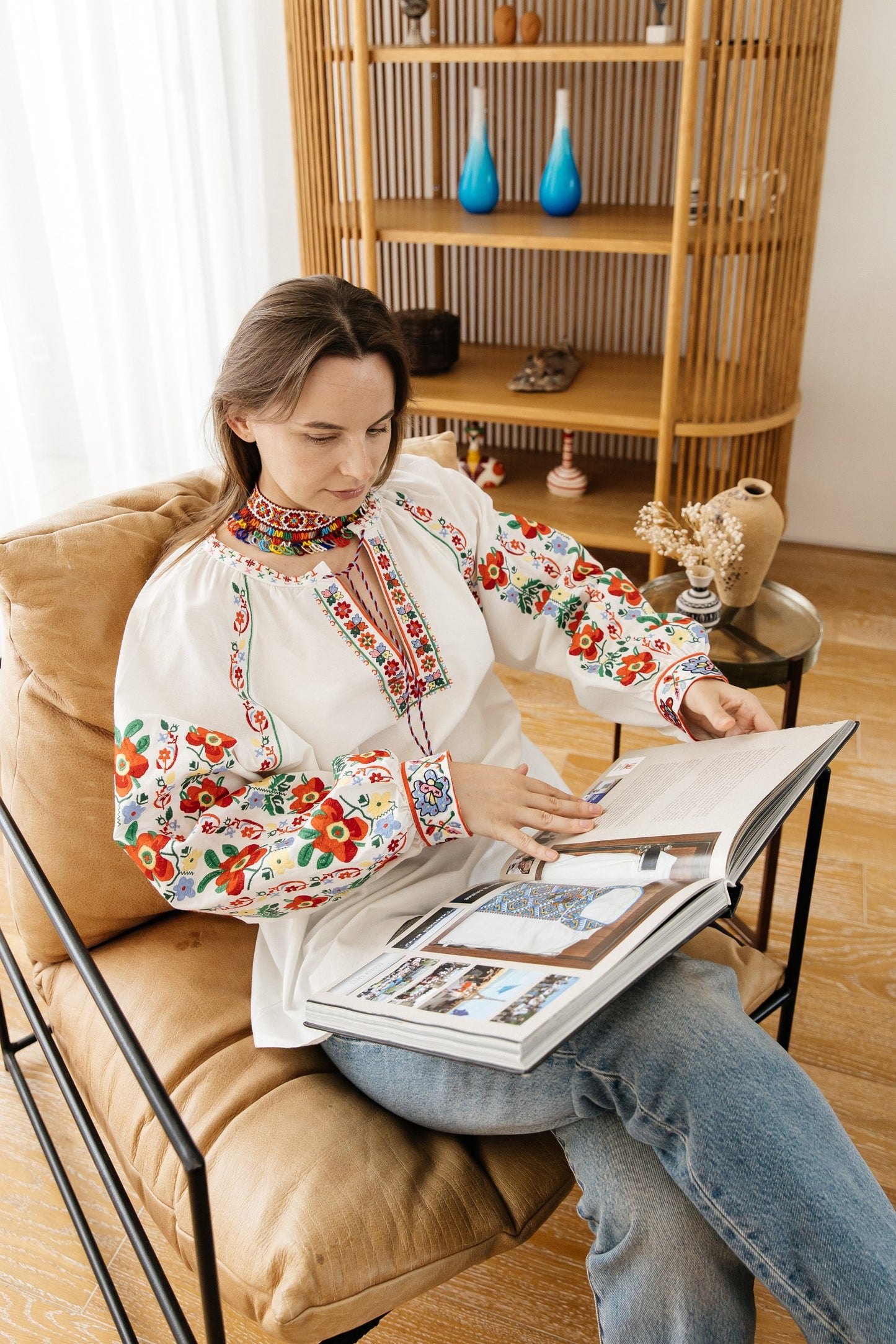 Vyshyvanka “Yaryna” — Women’s Ukrainian Embroidered Blouse with Floral Ornament