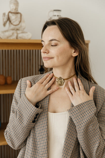 “Maria” Dukach Necklace on Velvet Ribbon — Ukrainian Ethno Jewelry