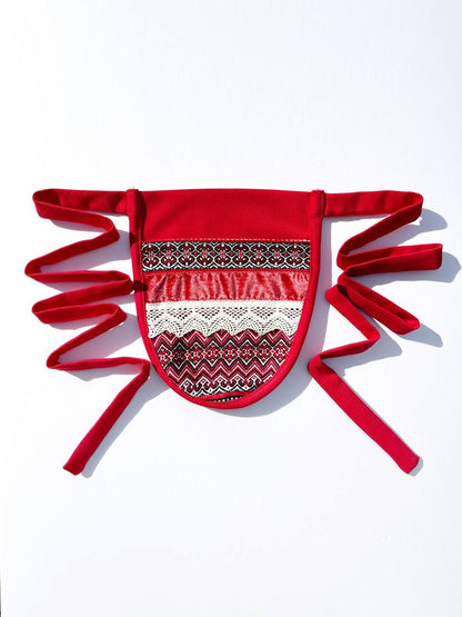 Red Jacquard  Waist accessory/ Pocket “Ladana”