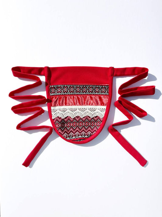 Red Jacquard  Waist accessory/ Pocket “Ladana”